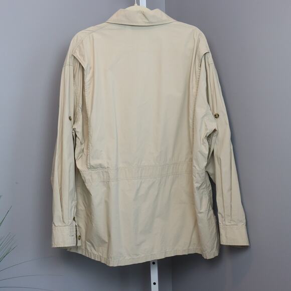 Vintage J. Peterman Safari Jacket XL Beige Travel Shirt Coat Cotton Utility - Picture 1 of 4